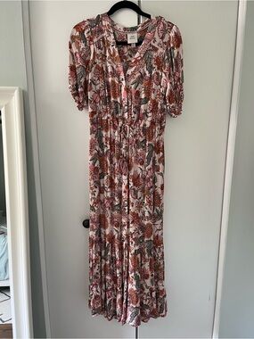 Knox Rose Pink Floral Button-Front Maxi Dress
